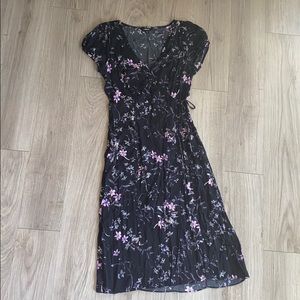 Express black and purple faux wrap dress